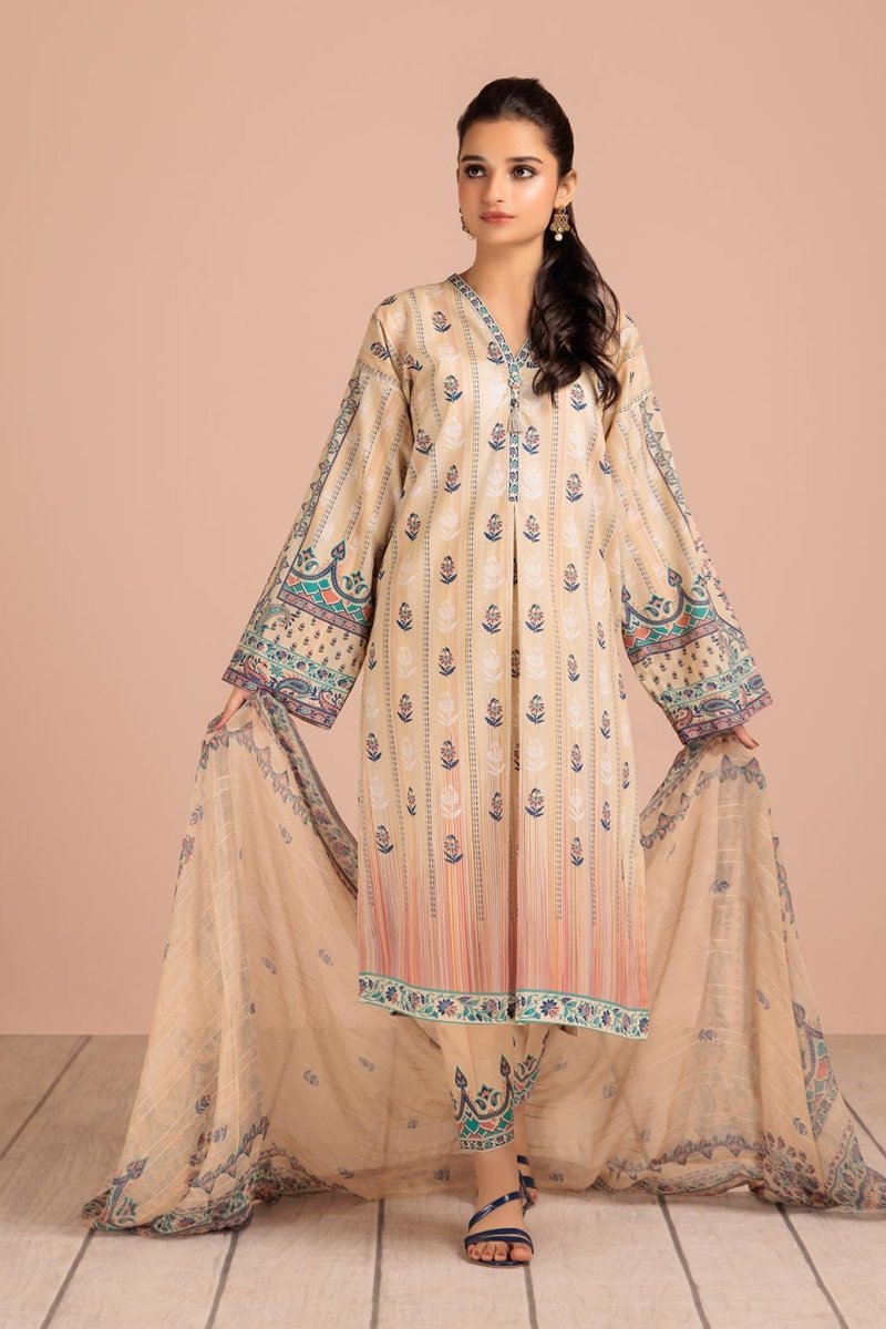 Ready To Wear Bonanza 3 Piece Digital Printed Lawn Suit - SSR233P30-BEIGE