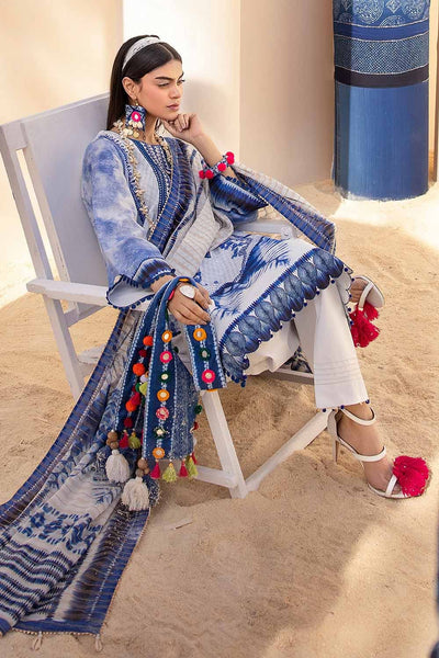 Gul Ahmed 3PC Unstitched Embroidered Printed Lawn Suit with Zari Stripe Dupatta ST-42005