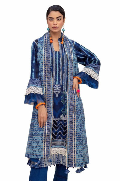 Gul Ahmed 3PC Unstitched Printed Lawn Suit with Zari Stripe Dupatta ST-42008