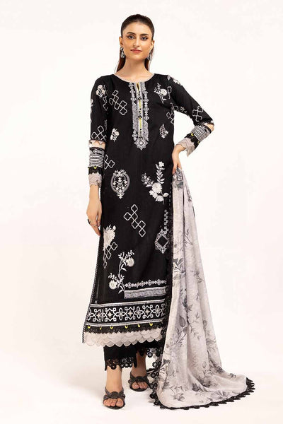 Gul Ahmed 3 Piece Unstitched Embroidered Khaddar Suit with Printed Zari Jacquard Dupatta ST-42010