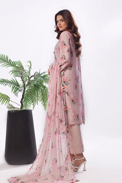 Gul Ahmed 3 Piece Unstitched Printed Soya Silk Suit with Printed Chiffon Dupatta SY-52002