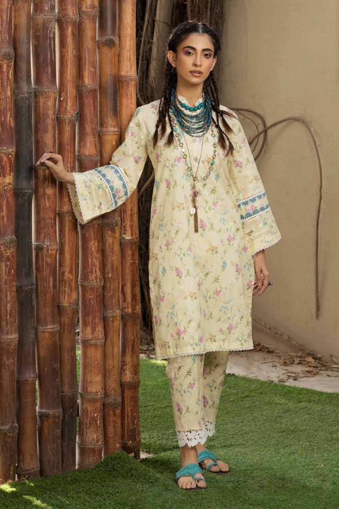 Gul Ahmed 2PC Printed Lawn Unstitched Suit with Croatia Laces TL-42013