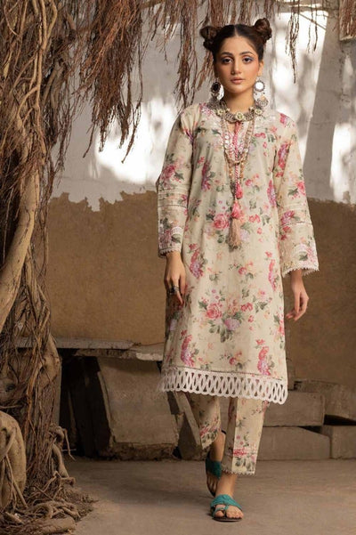 Gul Ahmed 2PC Embroidered Printed Lawn Unstitched Suit with Croatia Laces TL-42014