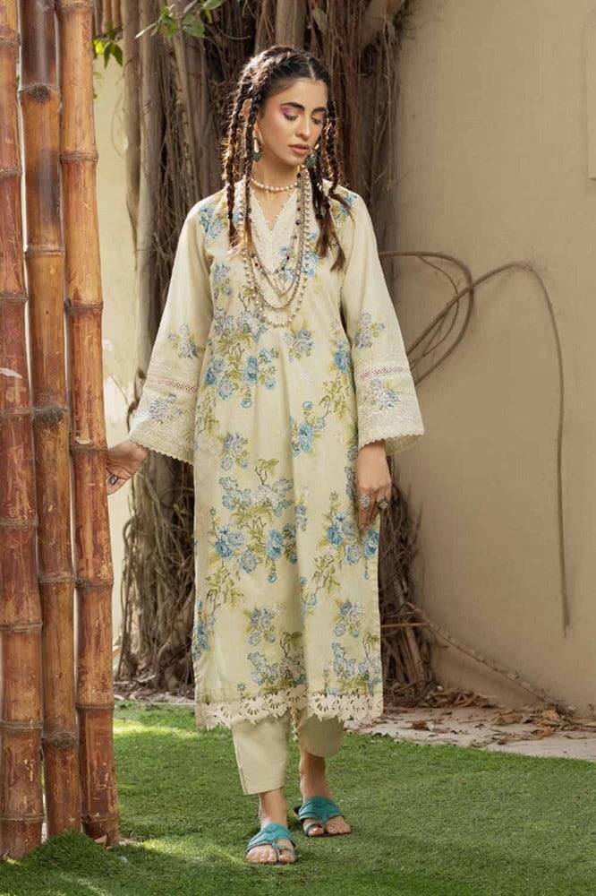 Gul Ahmed 2PC Embroidered Printed Lawn Unstitched Suit with Croatia Laces TL-42015