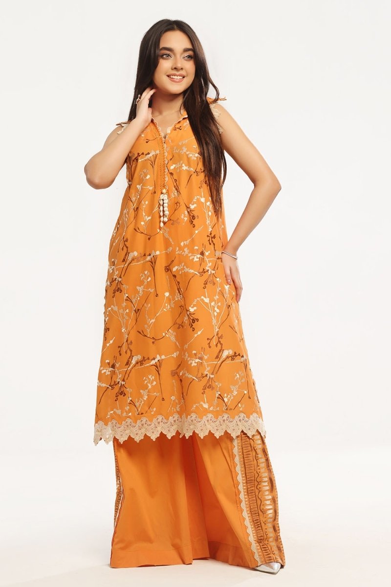 Gul Ahmed 2 Piece Unstitched Embroidered Lawn Shirt with Dyed Trouser TL-52086