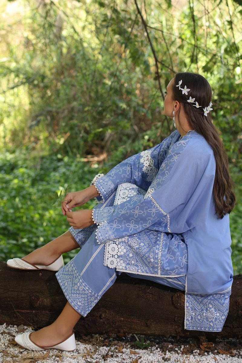 Gul Ahmed 2 Piece Unstitched Embroidered Lawn Shirt with Dyed Trouser TL-52089