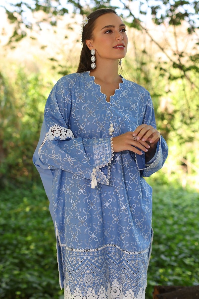 Gul Ahmed 2 Piece Unstitched Embroidered Lawn Shirt with Dyed Trouser TL-52089