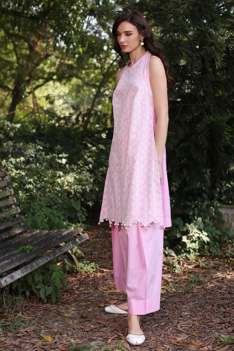 Gul Ahmed 2 Piece Unstitched Embroidered Lawn Shirt with Dyed Trouser TL-52095