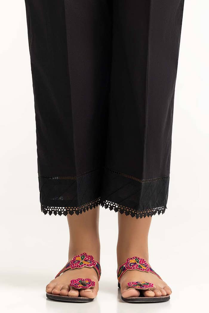 Gul Ahmed Stitched Black Dyed Cambric Embelished Trouser TR-24-05