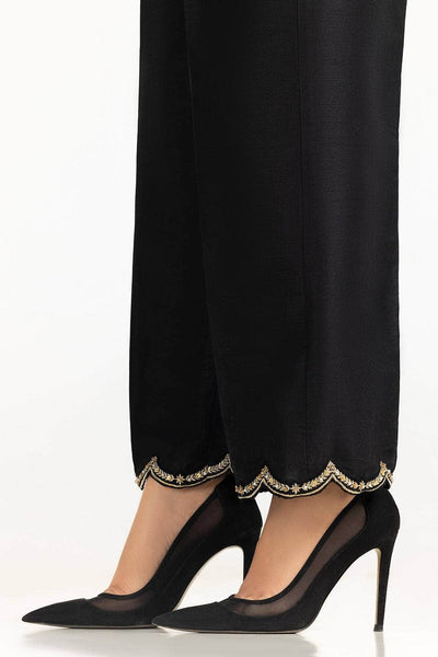 Gul Ahmed Stitched Rawsilk Embroidered Trouser TR-24-25-Black