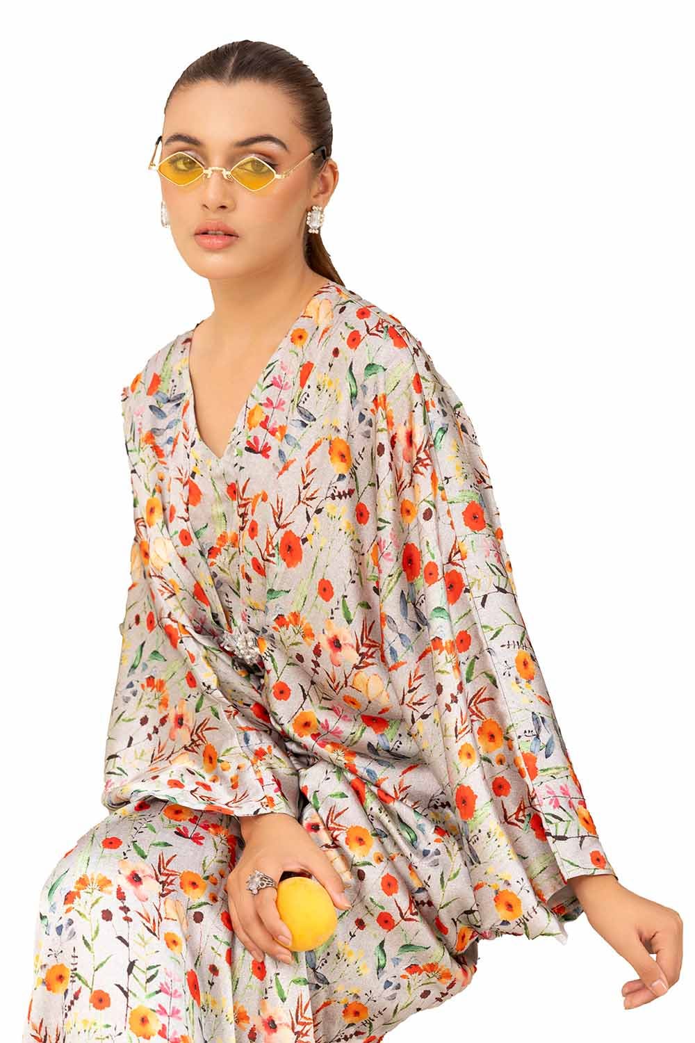 Gul Ahmed 2PC Unstitched Printed Silk Suit TS-42008