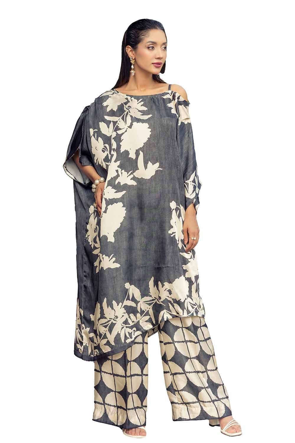 Gul Ahmed 2PC Unstitched Printed Silk Suit TS-42011