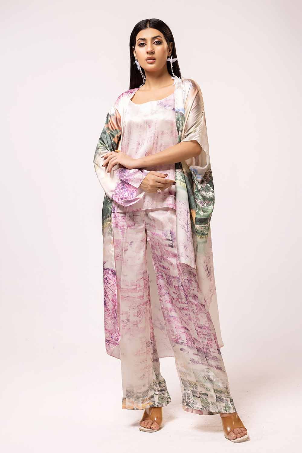 Gul Ahmed 2PC Unstitched Printed Silk Suit TS-42014