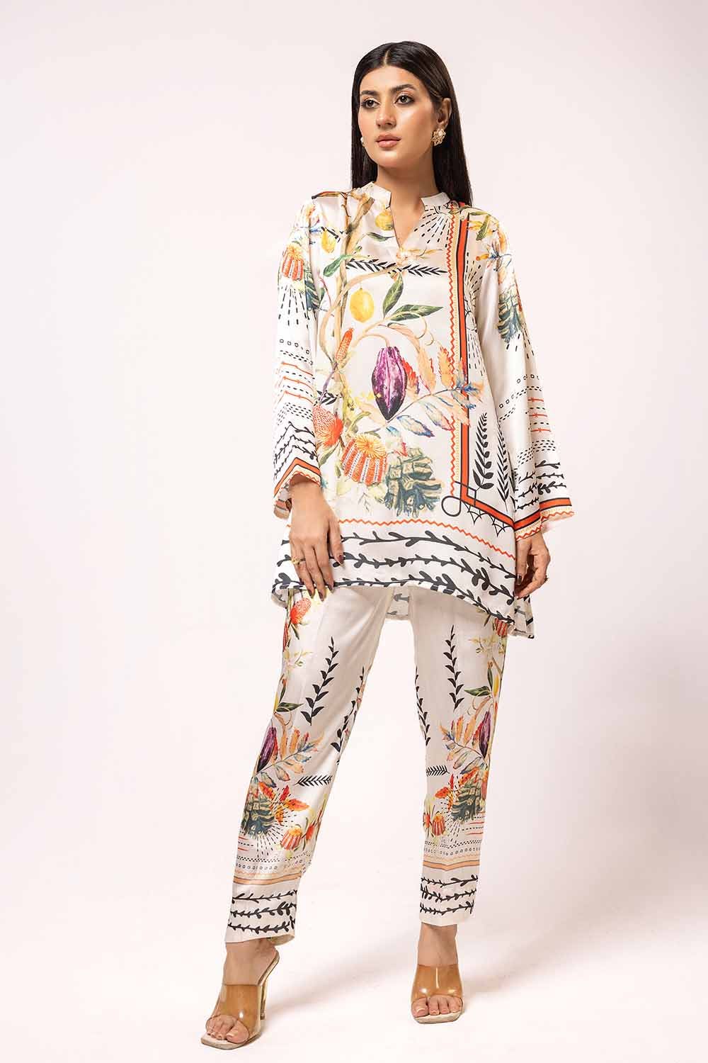 Gul Ahmed 2PC Unstitched Printed Silk Suit TS-42015