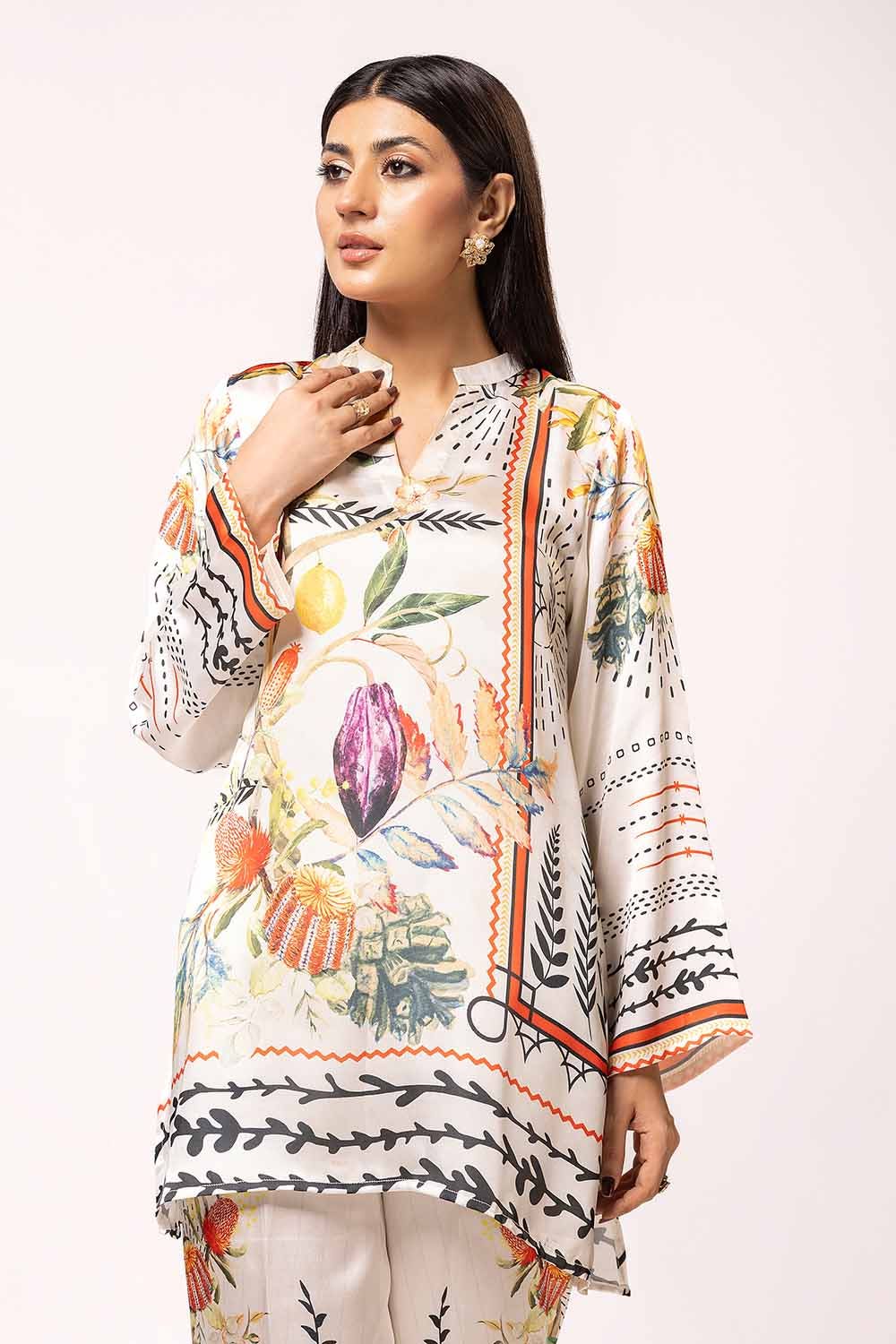 Gul Ahmed 2PC Unstitched Printed Silk Suit TS-42015