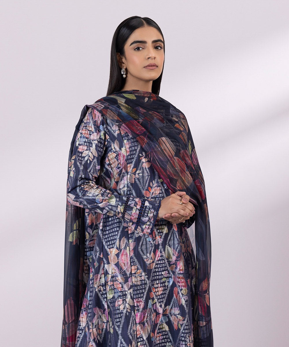 Sapphire 3 Piece Stitched Printed Jacquard Suit - U3P-JQ24V3-4