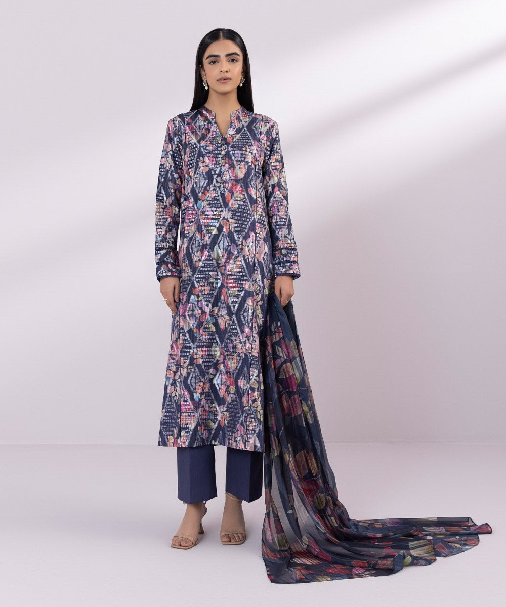 Sapphire 3 Piece Stitched Printed Jacquard Suit - U3P-JQ24V3-4