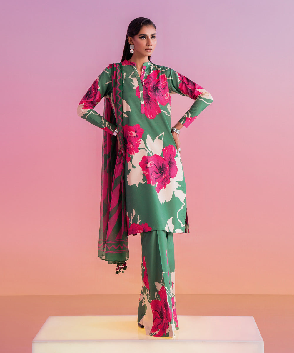 Sapphire 3 Piece Stitched Printed Silk Suit - U3P-SL24V0-1