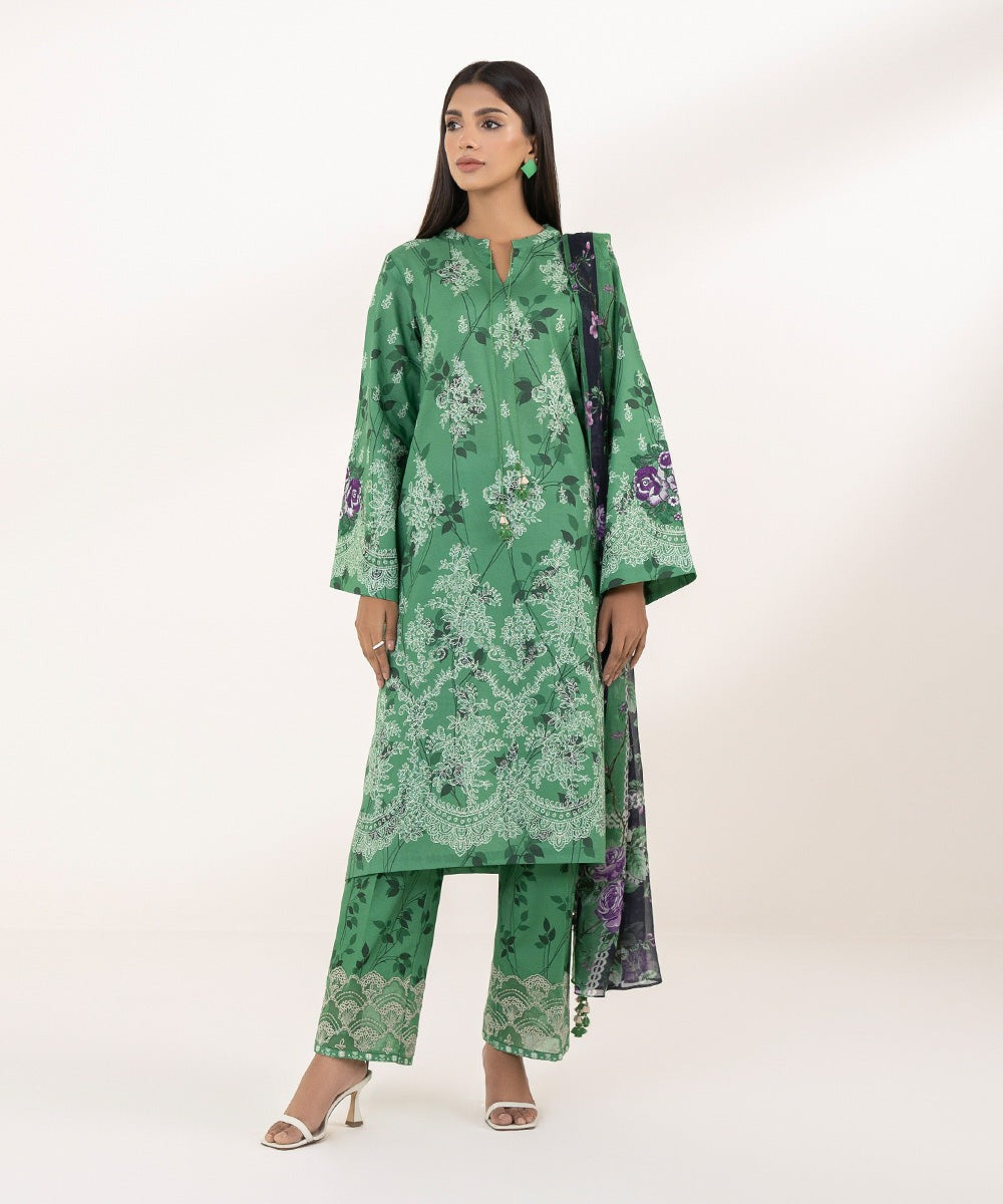 Sapphire 3 Piece Stitched Printed Lawn Suit - U3PE-DY24V1-10