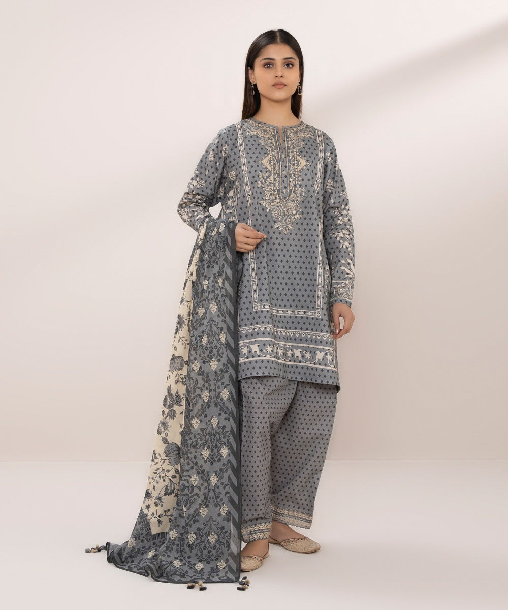 Sapphire 3 Piece Stitched Printed Embroidered Lawn Suit - U3PE-DY24V2-23