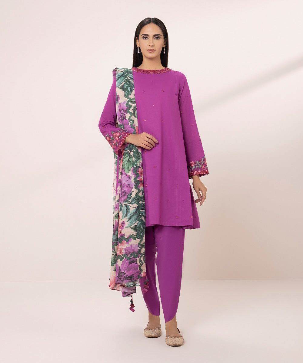 Sapphire 3 Piece Stitched Embroidered Lawn Suit - U3PE-DY24V2-6