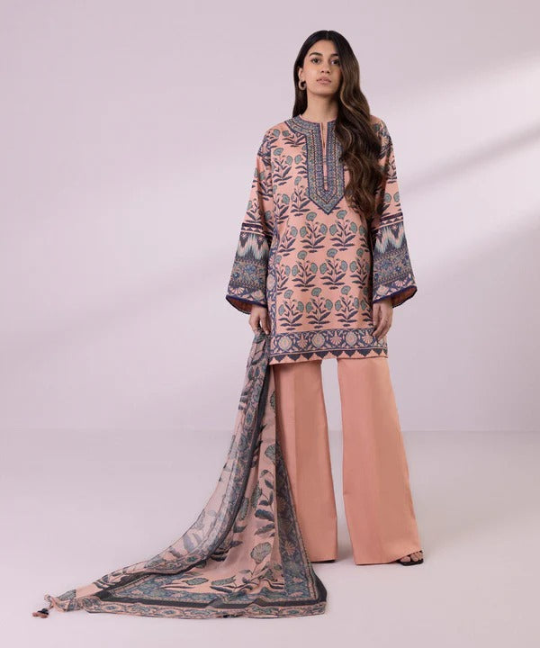 Sapphire 3 Piece Stitched Embroidered Lawn Suit - U3PE-DY24V3-22