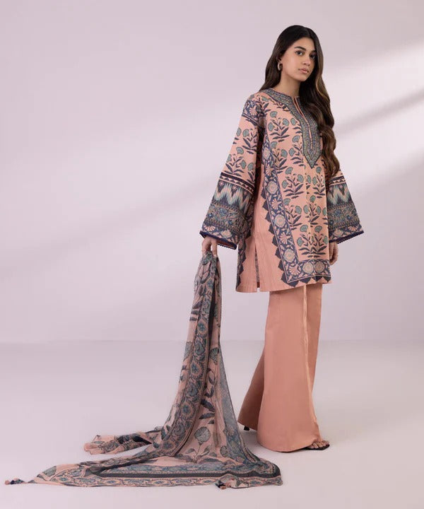 Sapphire 3 Piece Stitched Embroidered Lawn Suit - U3PE-DY24V3-22