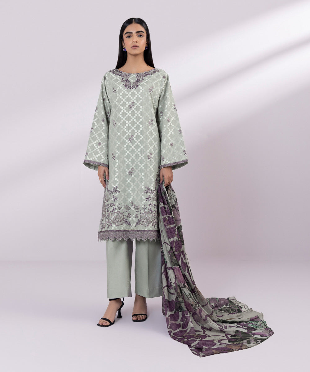 Sapphire 3 Piece Stitched Embroidered Jacquard Suit - U3PE-JQ24V3-6