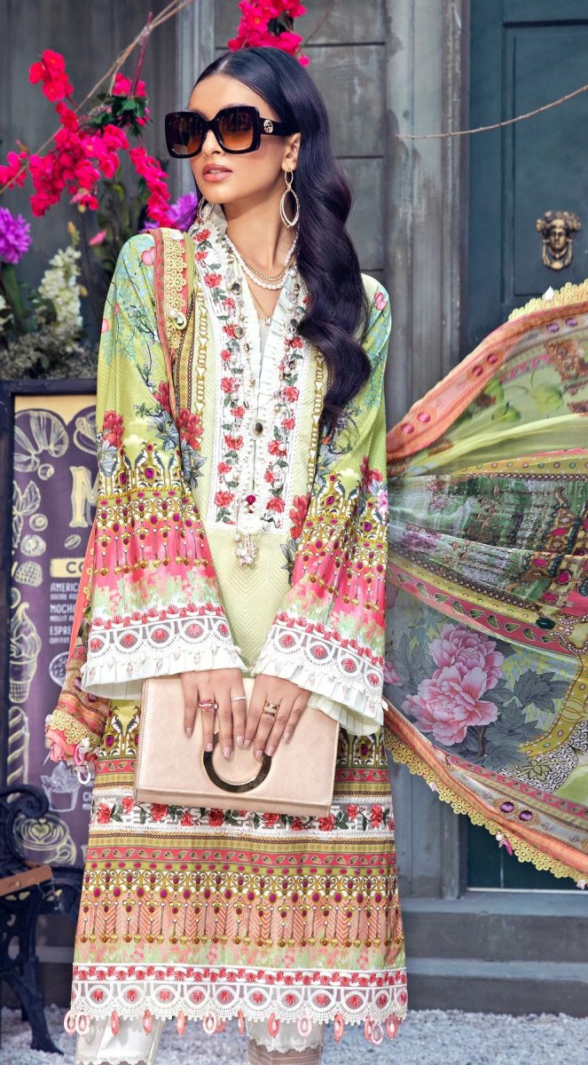 Anaya By Kiran Chaudhry 3 Piece Unstitched Lawn Suit - VL21-06-B-FLORA