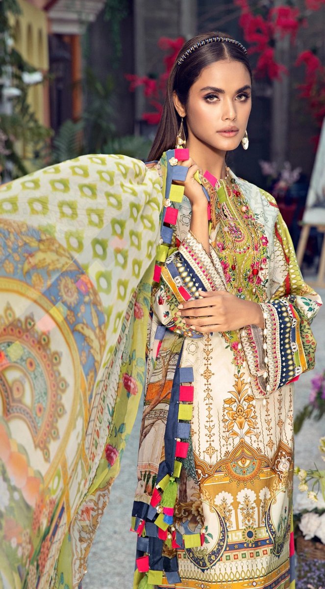 Anaya By Kiran Chaudhry 3 Piece Unstitched Lawn Suit - VL21-10-A-AMAYA