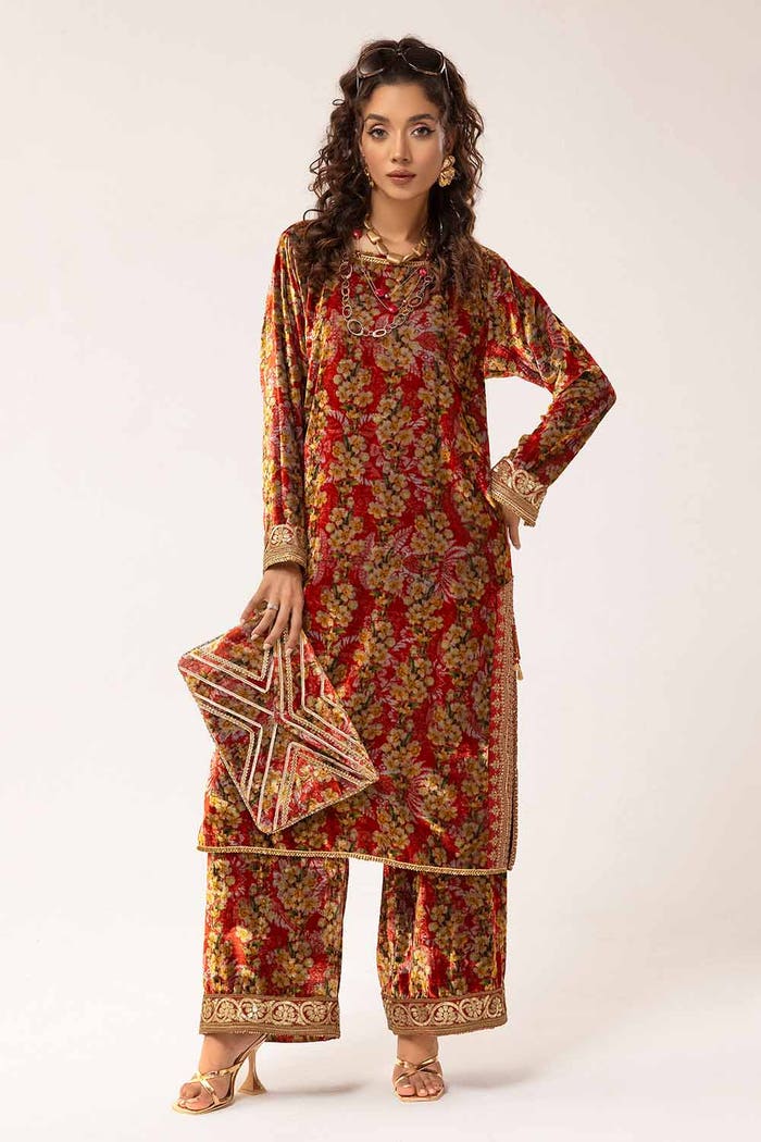 Gul Ahmed 2 Piece Unstitched Embroidered Velvet Suit VLT-42001