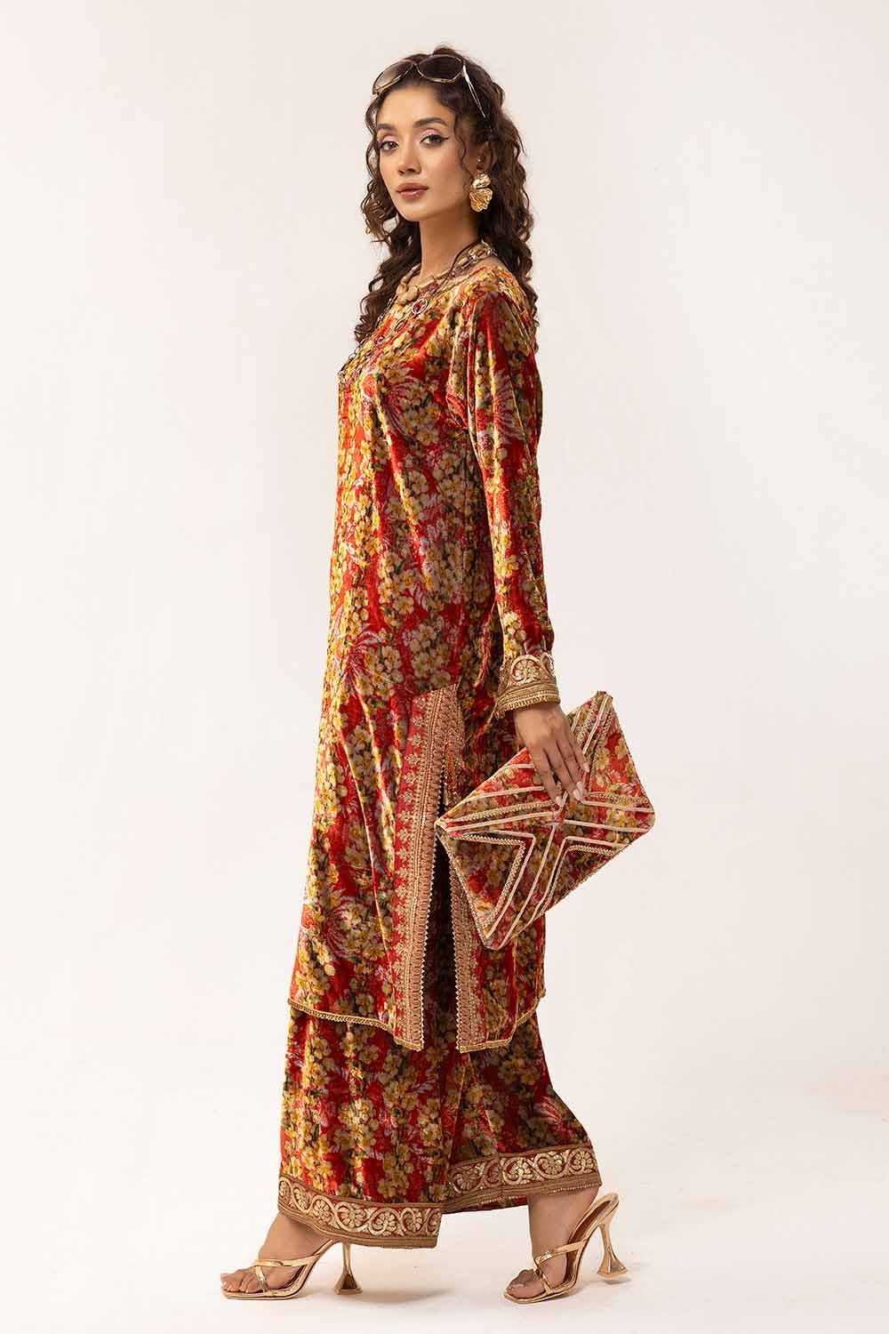 Gul Ahmed 2 Piece Unstitched Embroidered Velvet Suit VLT-42001