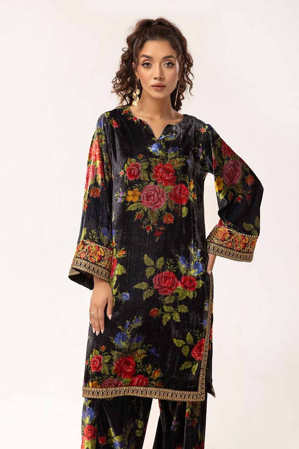 Gul Ahmed 2 Piece Unstitched Embroidered Velvet Suit VLT-42002