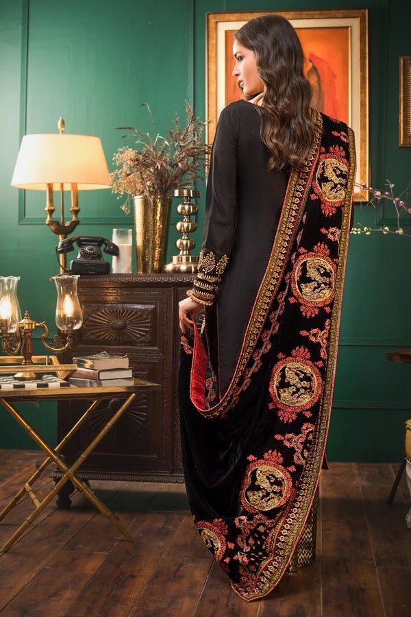 Gul Ahmed 3 PC Unstitched Embroidered Velvet Suit with Velvet Shawl VLW-32