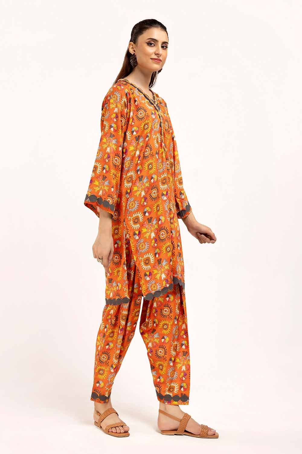 Gul Ahmed 2PC Unstitched Printed Linen Suit VT-42010