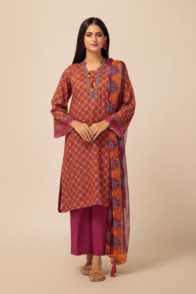 Ready To Wear Bonanza 3 Piece Digital Printed Lawn Suit - W23S33P02-ORANGE