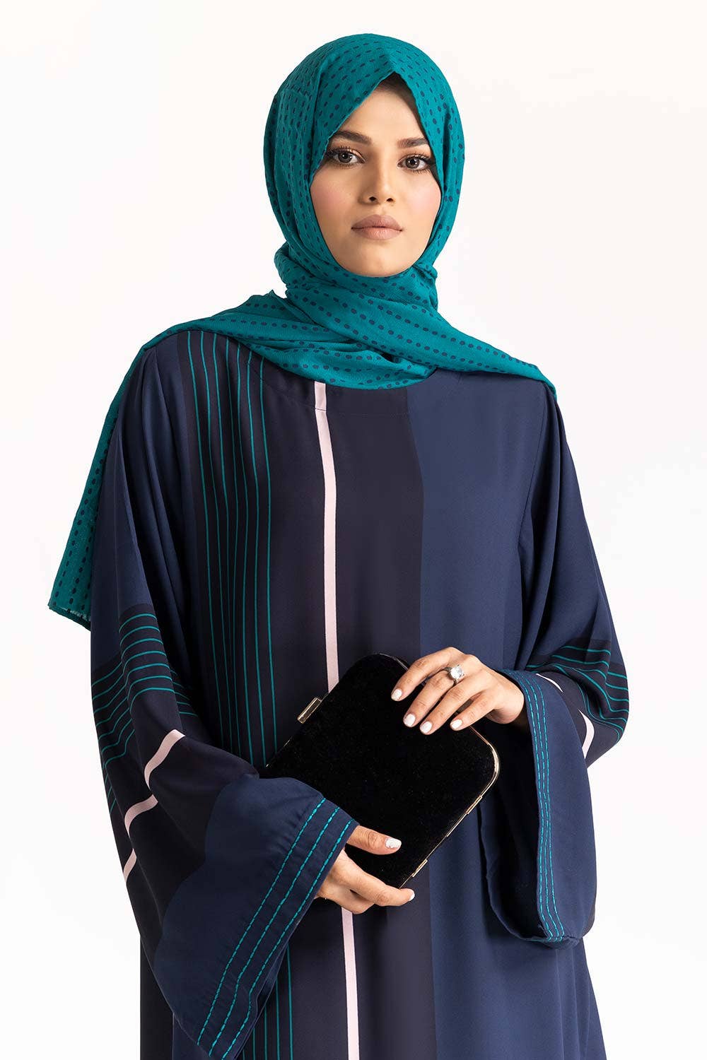 Gul Ahmed 02 Piece Stitched Nisa Georgette Printed Abaya With Block Printed Wool Chiffon Scarf WGB-KAB-22090