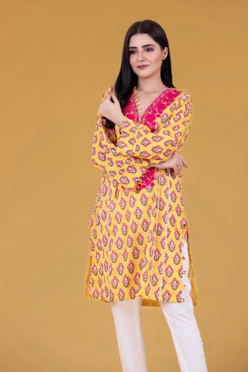 Gul Ahmed Ready To Wear Cambric Digital Printed Emb Shirt WGK-CMS-DE-275