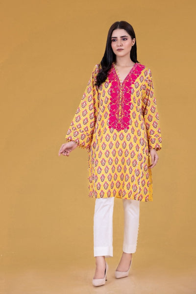 Gul Ahmed Ready To Wear Cambric Digital Printed Emb Shirt WGK-CMS-DE-275