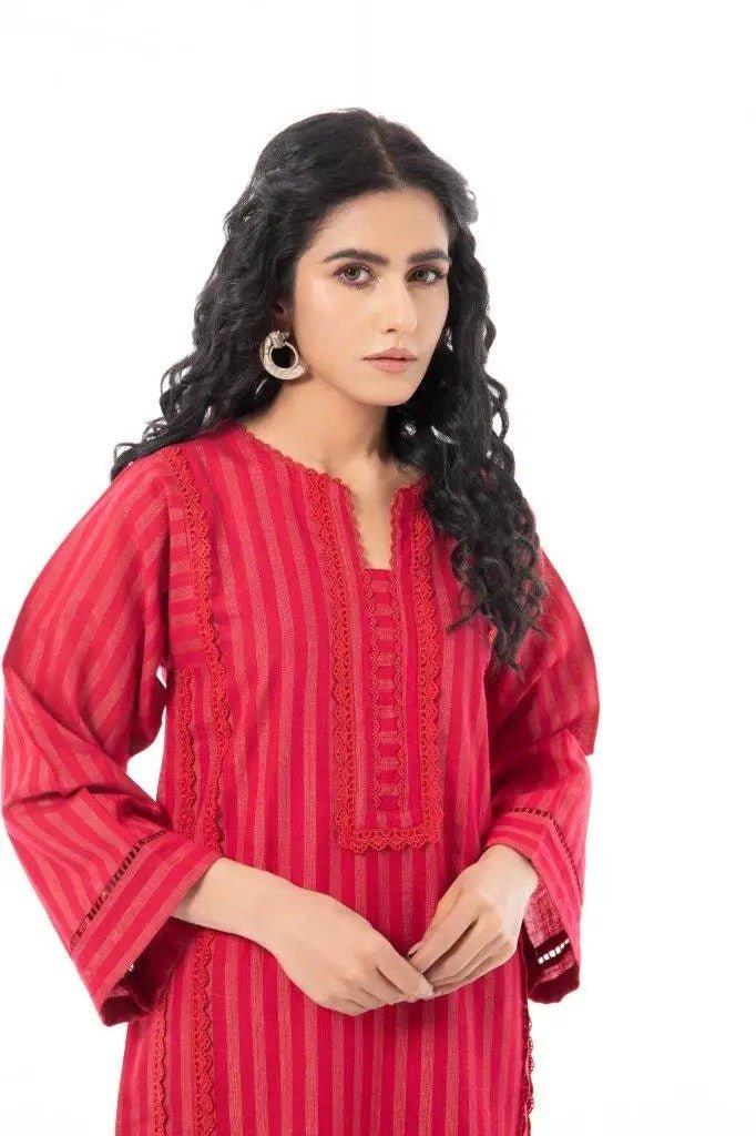 Gul Ahmed Kaaj 01 Piece Stitched Jacquard Stripes Shirt - WGK-JQS-DY-958