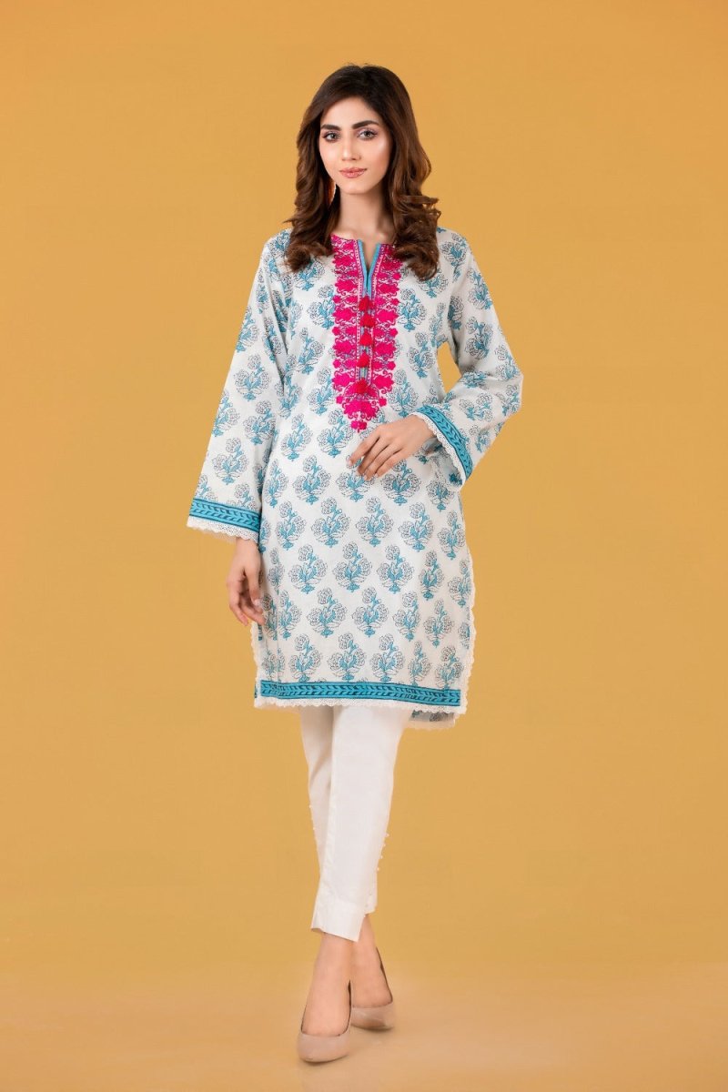 Gul Ahmed Ready To Wear Cambric Digital Printed Emb Shirt WGK-LWS-PE-244