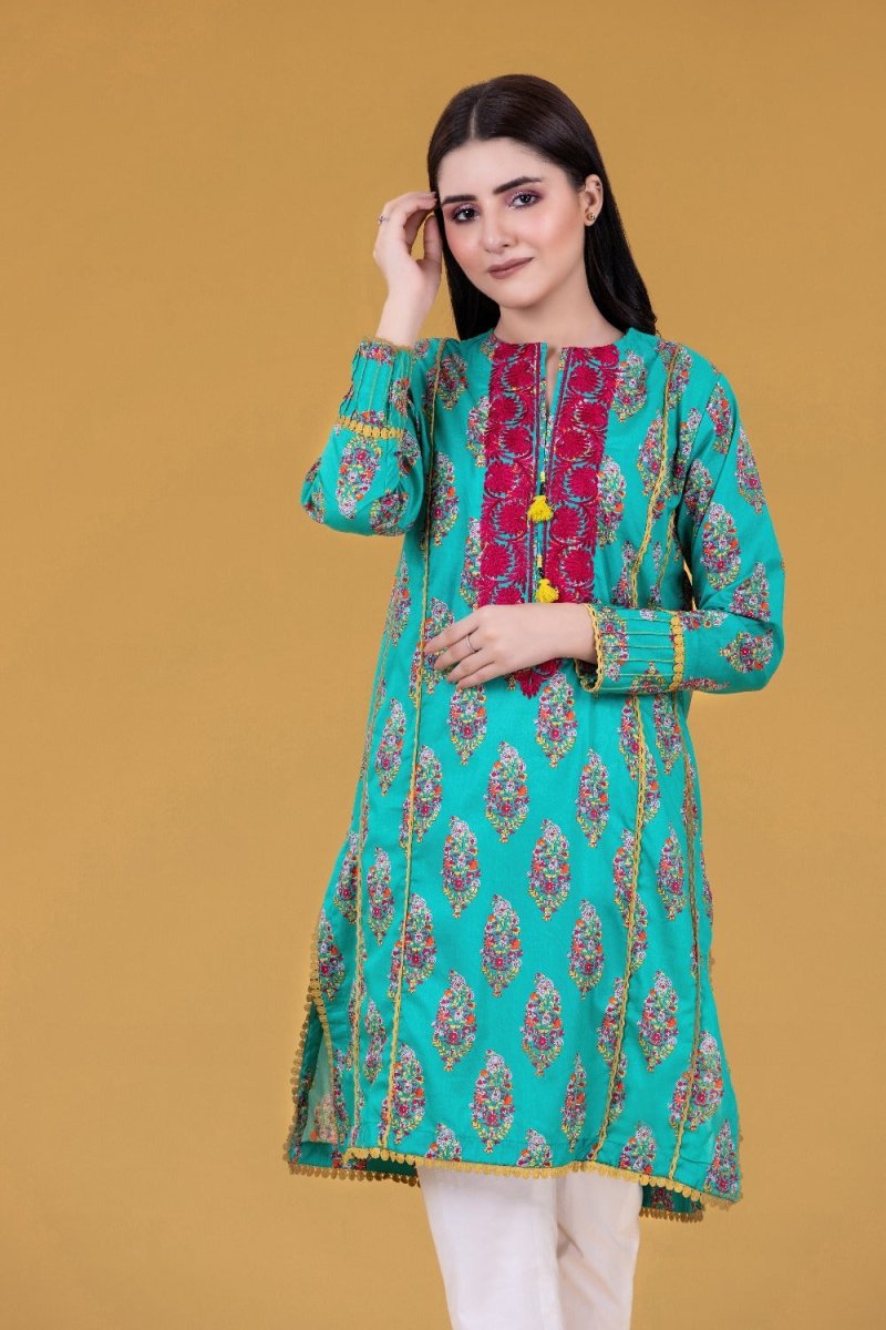 Gul Ahmed Ready To Wear Cambric Digital Printed Embroidered Shirt WGK-LWS-PE-246