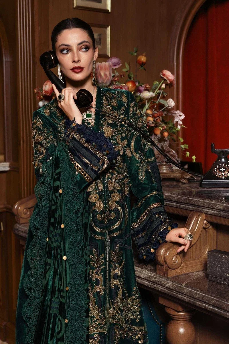 green emerald velvet dress MARIA B - MBROIDERED main image 0