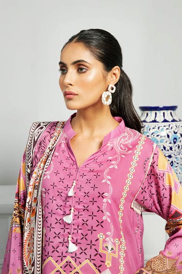 Gul Ahmed 3PC Stitched Linen Digital Printed Shawl Suit WNS-12091