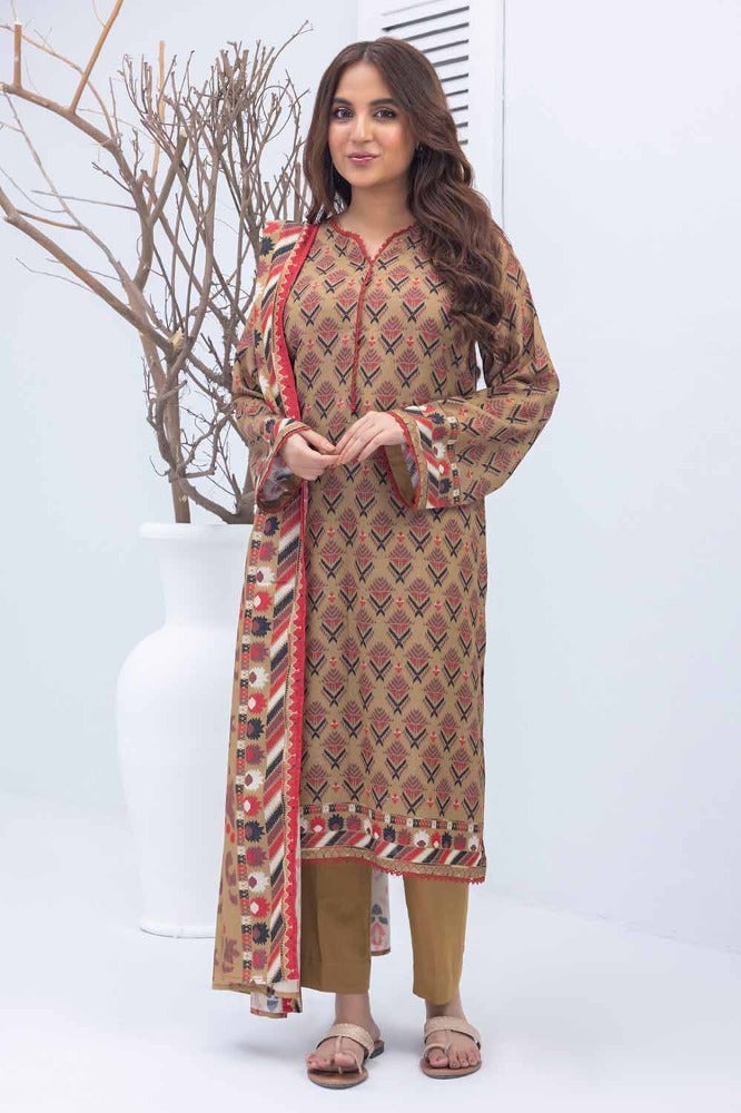 Gul Ahmed 3PC Printed Karandi Unstitched Suit WNS-32176 B