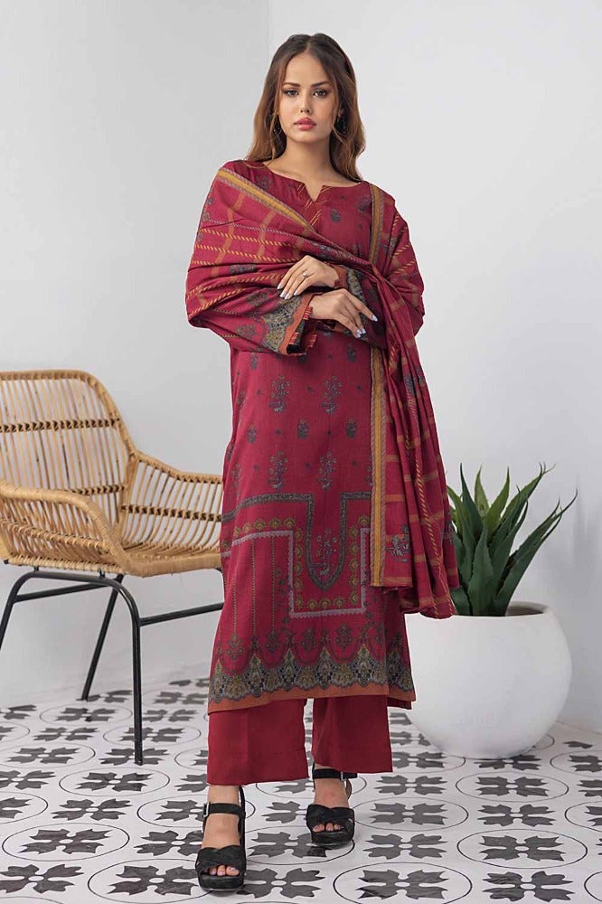 Gul Ahmed 3PC Printed Dhanak Unstitched Suit with Printed Dhanak Dupatta WNS-32185 B