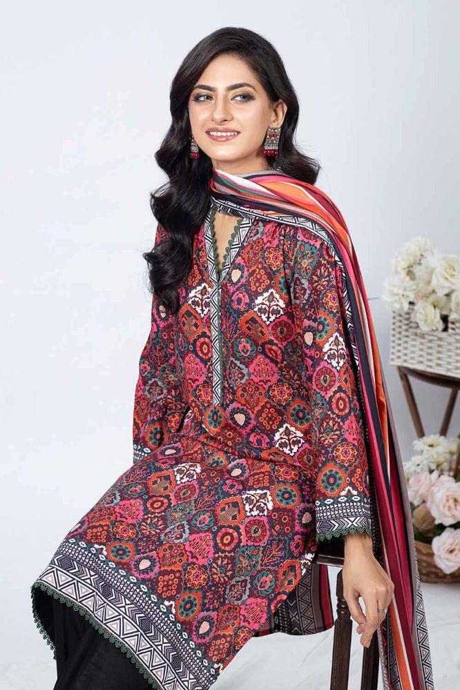 Gul Ahmed 3PC Printed Linen Unstitched Suit with Printed Linen Dupatta WNS-32217 A