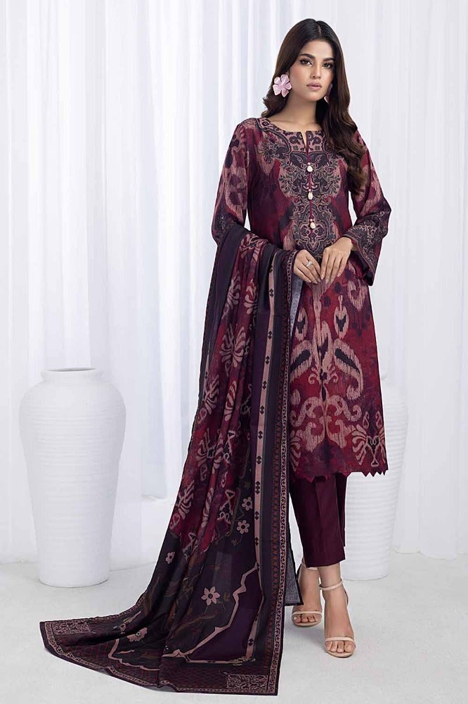 Gul Ahmed 3PC Digital Printed Dhanak Unstitched Suit WNS-32276 B