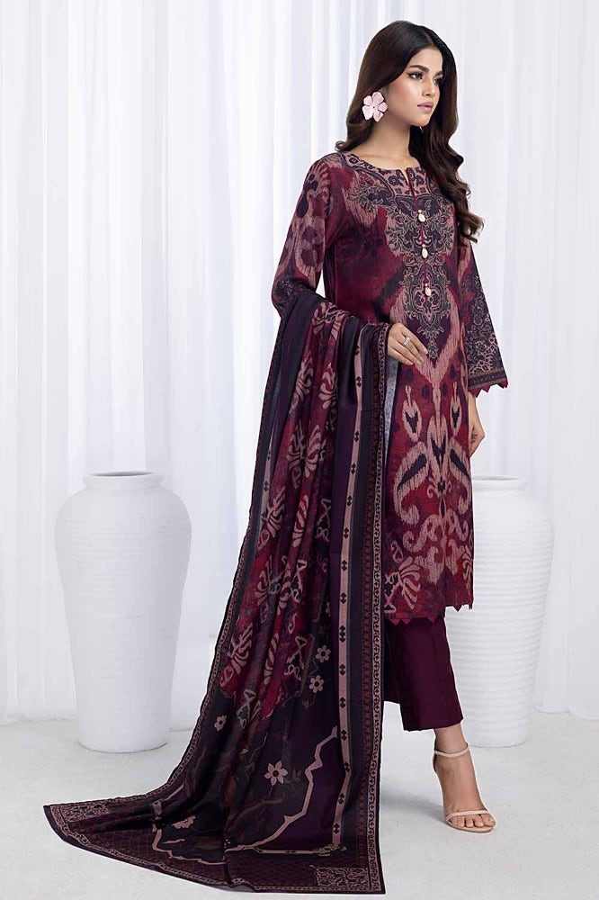 Gul Ahmed 3PC Digital Printed Dhanak Unstitched Suit WNS-32276 B