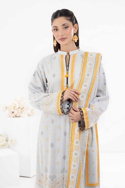 Gul Ahmed 3PC Unstitched Gold Printed Dhanak Suit WNS-32334 A